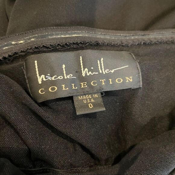 Nicole Miller Dress Matte Black Jersey Ruched Halter Cowl Drape Neck Size 0 - Picture 6 of 13